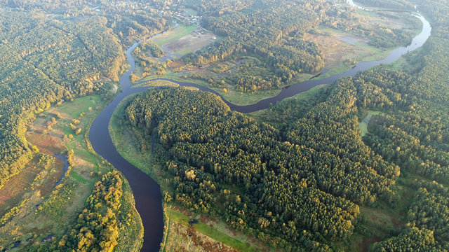 Aerial wiev of natural river