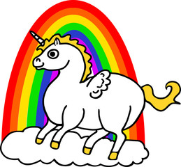 Fliegendes Einhorn vor Regenbogen