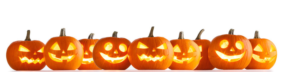 Halloween Pumpkins on white - Powered by Adobe