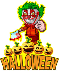 Halloween Poster with clown holding a knif