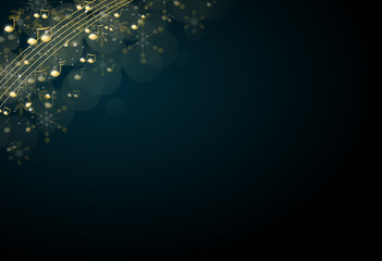 Christmas background decorated with music notes