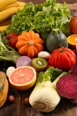 assorted raw fruit and vegetable