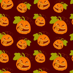 Seamless pattern with Halloween pumpkins.