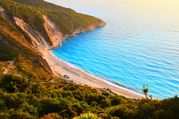 Sunset at famous Myrtos beach - Kefalonia - Greece