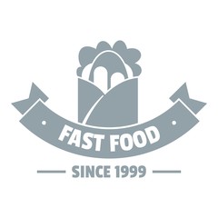 Hot fast food logo, simple gray style