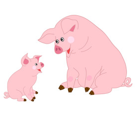 Vector Cute Cartoon Pigs