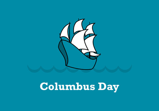 Columbus Day vector. Old sailing ship. Important day
