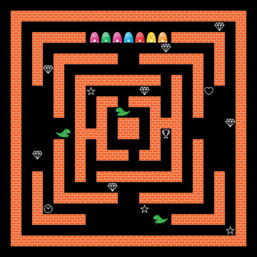 Monsters Maze Game Vector Design