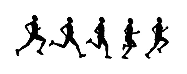 run silhouette, vector set of man running