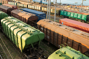 freight trains in the Odessa port