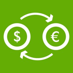 Euro dollar euro exchange icon green