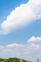 Fototapeta premium 青空の中の送電線