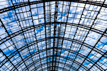 Sky in the old, unused train station