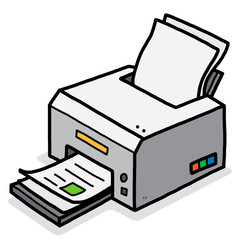 color printer / cartoon vector and illustration, hand drawn style, isolated on white background.