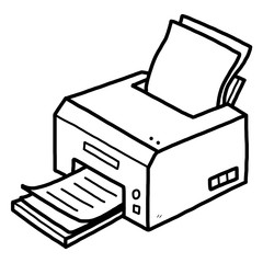 printer / cartoon vector and illustration, black and white, hand drawn, sketch style, isolated on white background.