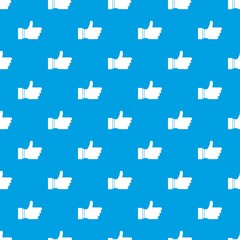 Thumb up sign pattern seamless blue