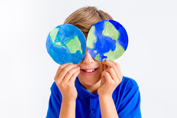 Kids with a globe