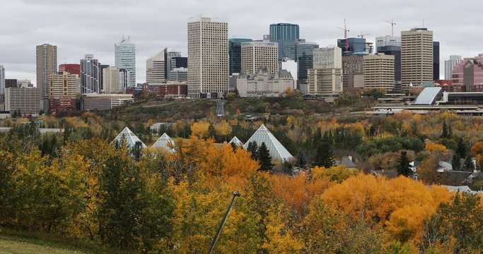 Edmonton, Canada downtown in fall 4K