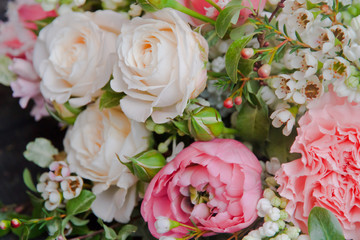 Beautiful pink white flowers closeup background