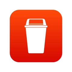 Plastic flip lid bin icon digital red