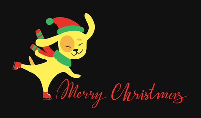 Funny yellow dog. Symbol of year 2018. Flat style, illustration isolated