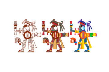 Vector illustration aztec cacao pattern for chocolate package design.