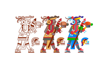 Vector illustration aztec cacao pattern for chocolate package design.