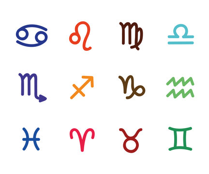 12 sternzeichen symbole bunt