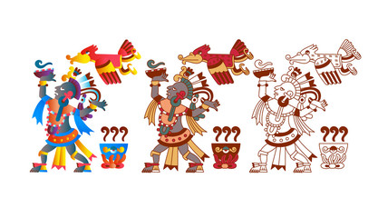 Vector illustration aztec cacao pattern for chocolate package design.