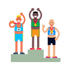 Sport theme poster with runner cartoon character. Vector illustration.