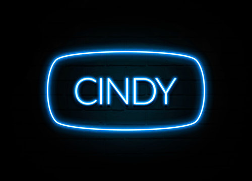 Cindy  - colorful Neon Sign on brickwall