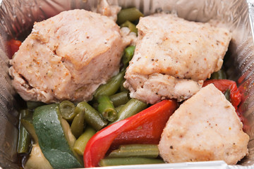 Healthy food - chicken and vegetables closeup