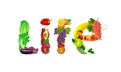 Fototapeta premium Health food and vegetarian logo. Vector illustration.