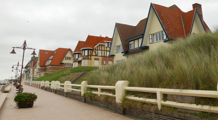 Old houses at the coastline in Belgium.