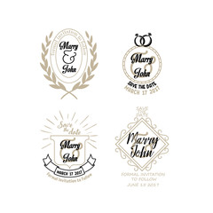 Wedding holiday logo collection. Vector illustration.