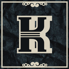 K letter design in vintage style