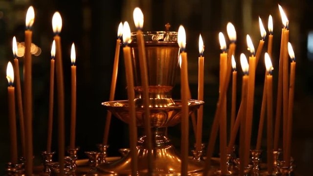 Candles burning in the orthodox church
