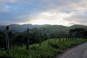 Mountain road with fence in Sucre, Venezuela