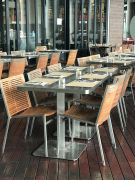 Dining table set at the terrace of restaurant