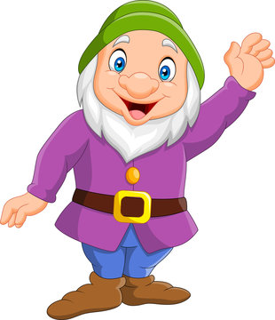 Happy cartoon dwarf isolated on white background