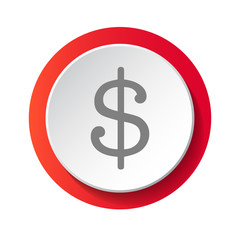 Dollar symbol - 3d button. Vector.