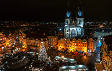 Fototapeta na wymiar Christmas market on the Oldtown square in Prague