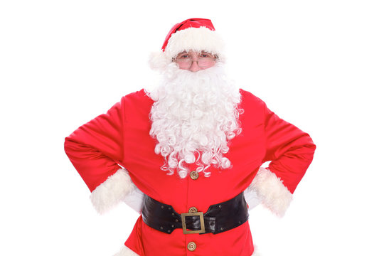 Kind Santa Claus portrait standing, isolated on white background