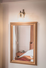 mirror decoration in bedroom interior