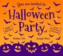 Scary Halloween Party - invitation. Vector.
