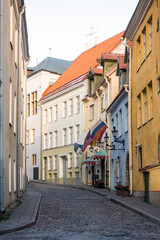 Fototapeta na wymiar street view of downtown in Tallinn city, Estonia