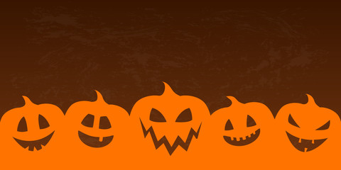 Halloween banner with scary pumpkins and copyspace. Vector.
