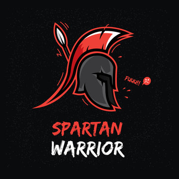 T-shirt design with spartan helmet. Fitness / martial arts theme.