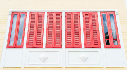 red vintage window