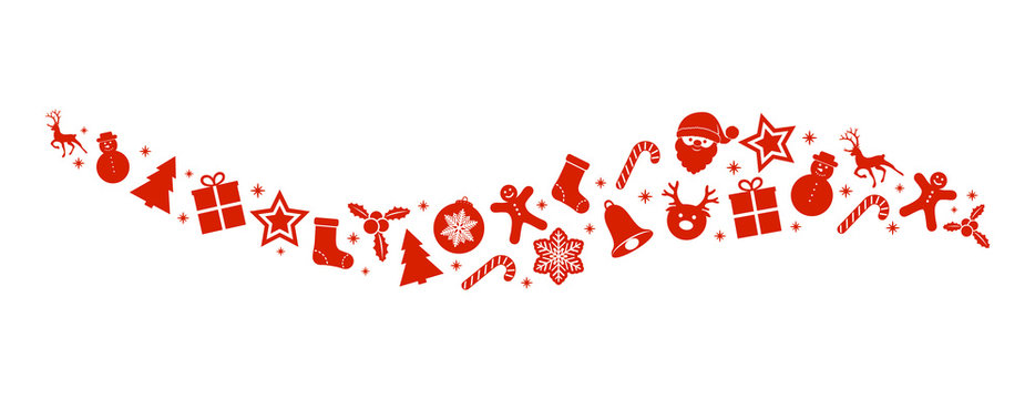 Panoramic banner with Christmas decorations. Vector.